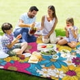 thumbnail image 4 of Color Floral Flowers Beach Blanket Outdoor Picnic Blanket 78"x 78" Waterproof Foldable for Beach Camping Travel Hiking Grass Lawn Park, 4 of 5