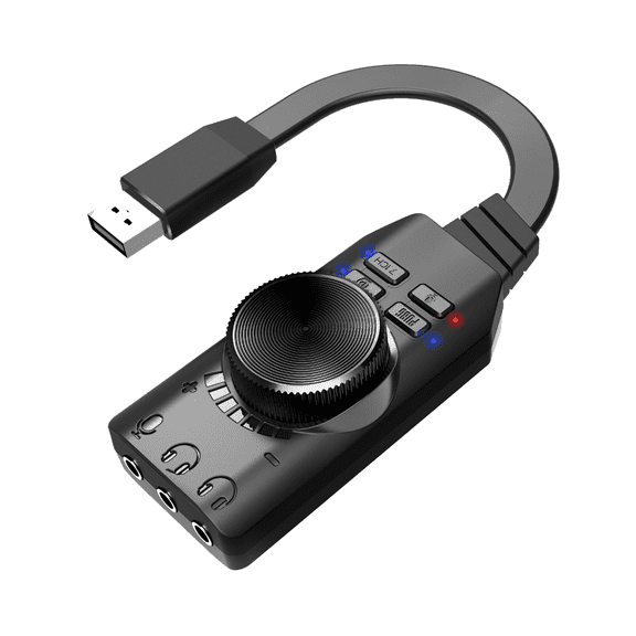 USB Sound Card Adapter 7.1 Channel External Audio Adapter Stereo Sound Card Converter 3.5mm AUX Microphone Jack for Gaming Headset Earphone PS4 Laptop Desktop Windows Mac OS Linux, Plug Play