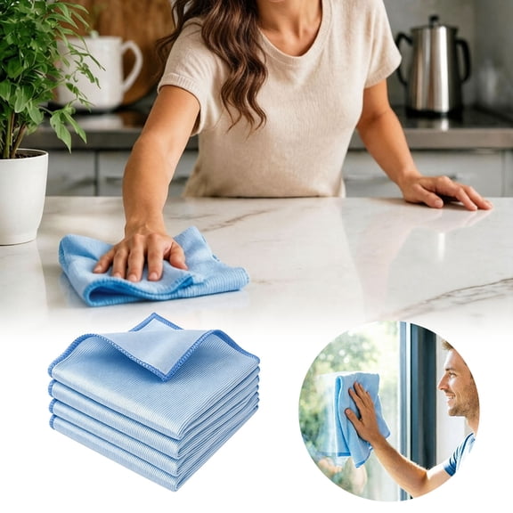 24 Pack Microfiber Glass Cleaning Cloth Polishing Cloths Glass Cleaning Towel Lint Free Cloth for Cleaning Windows, Glasses, Mirrors, Windshields, Stainless Steel 25x25cm