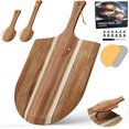 thumbnail image 1 of fafa-Pizza Peel, Pizza Paddle, Pizza Shovel, Pizza Peel for Pizza Stone with 2 Interchangeable Handles of Different Lengths for Easy Storage and 2 Multifunction Scrapers (12x14 Plate), 1 of 4