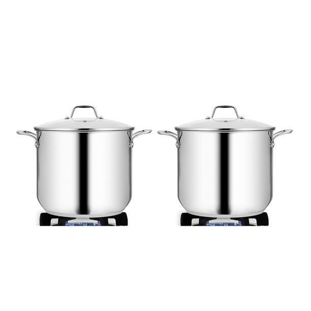 15-Quart Stainless Steel Stock Pot - 18/8 Food Grade Stainless Steel Heavy  Duty Induction - Large Stock Pot, Stew Pot, Simmering Pot, Soup Pot with  See Through Lid, Dishwasher Safe - NutriChef NCSP16 