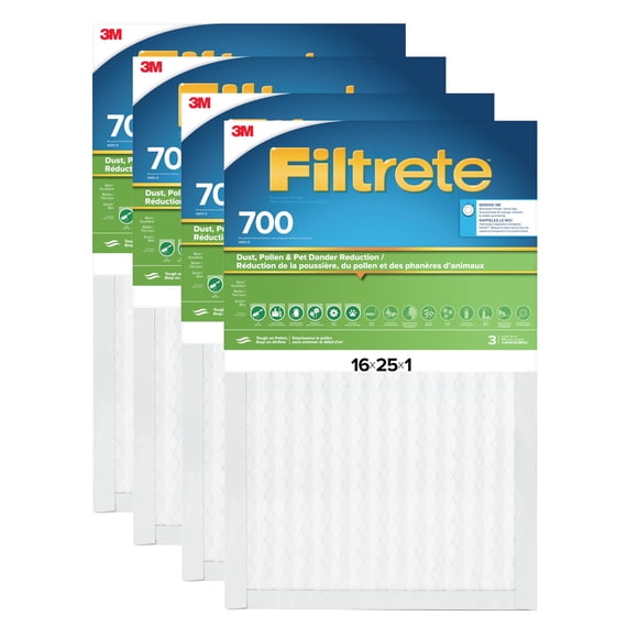 Filtrete 16x25x1 AC Furnace Air Filter, MPR 700, MERV 8, Tough on Pollen, Easy on Airflow, 3-Month Pleated 1-Inch Electrostatic A