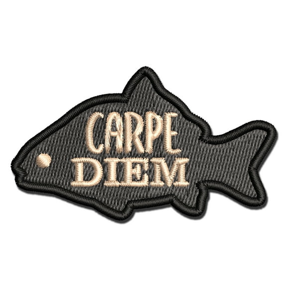 Carpe Diem Carp Fish Applique Multi-Color Embroidered Iron-On Patch - 2.5 Inch Small
