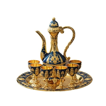 

European Set Zinc Alloy Spirit Dispenser Bar Household Collectible cup Luxurious Serve Tray Wedding Gift Drinkware Rose