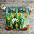 thumbnail image 3 of Ambesonne Animal Quilted Bedspread Set 3 Pcs, Butterfly Bee in Exotic, Queen Size, Multicolor, 3 of 3