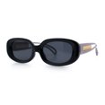 thumbnail image 5 of Womens Metal Chain Jewel Arm Oval Rectangle Mod Plastic Sunglasses Black Purple - Black, 5 of 7