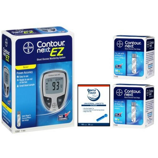 Ascensia Bayer Contour Next EZ Meter [+] Next 100 Test Strips, Lancets