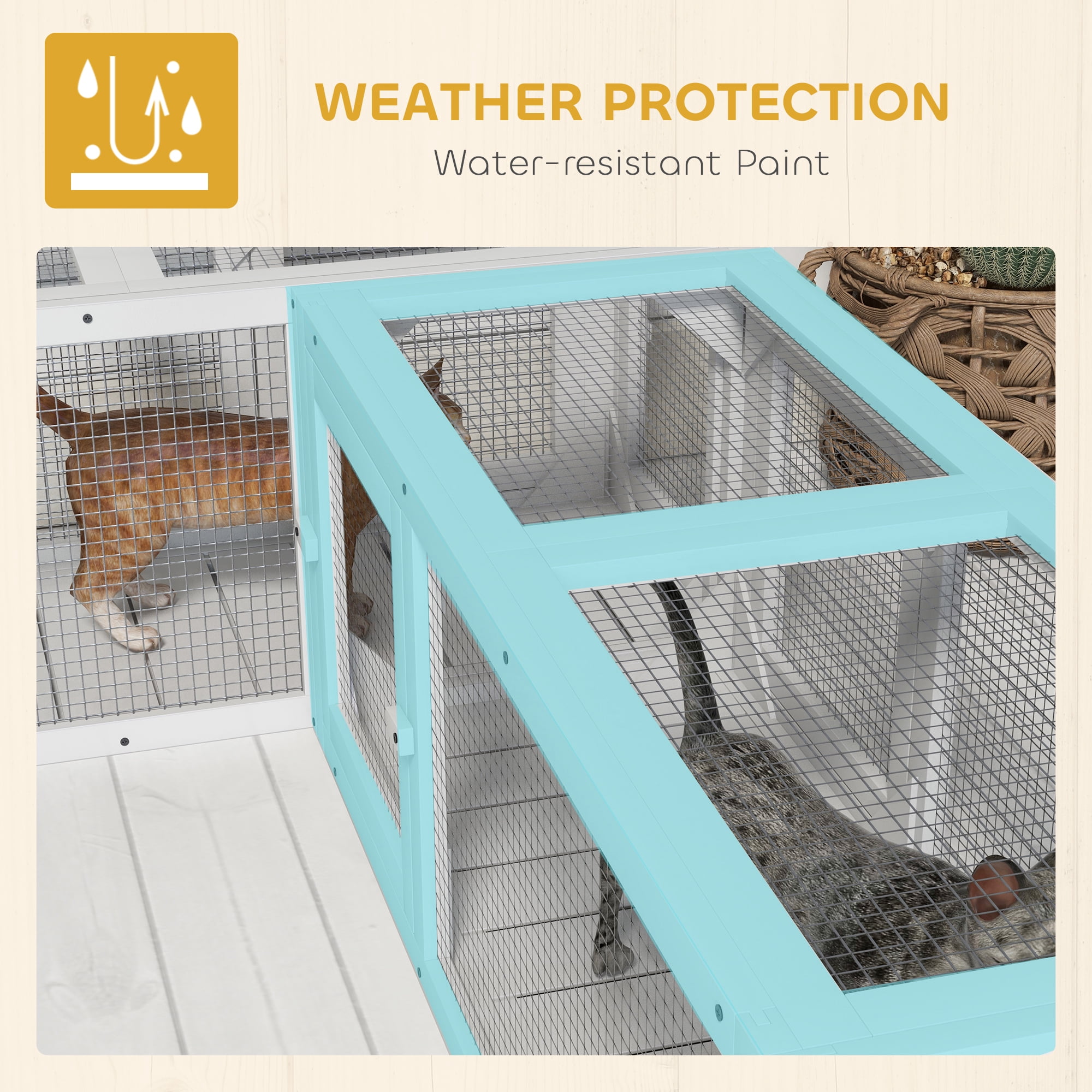 PawHut 98" Cat Tunnel Outdoor with Combinable Design, Doors, White