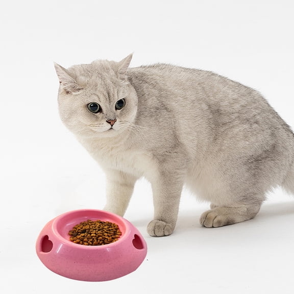 Cat Bowl, Shallow Cat Food Dish, Cat Bowl Pet Food Bowls Water Feeding Plastic Basins, Wide Pet Food Plate for Kittens. Pink