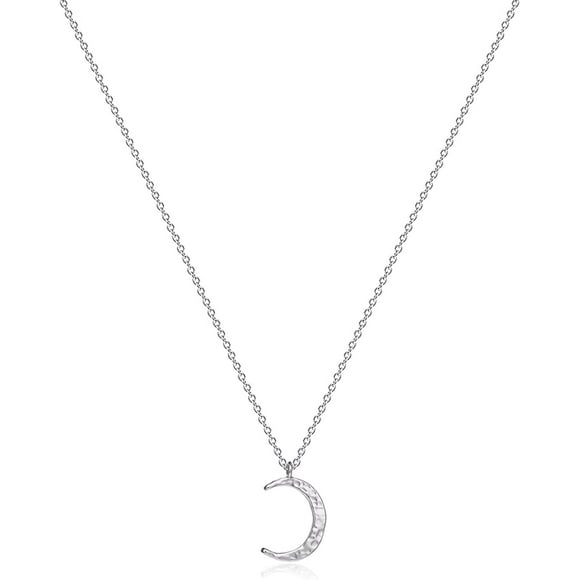 Women Moon Necklace Hammered Coin Full Karma Circle New Crescent Moon Phase Pendant Dainty Chain Minimalist Simple Boho Jewelry Mother's Gift
