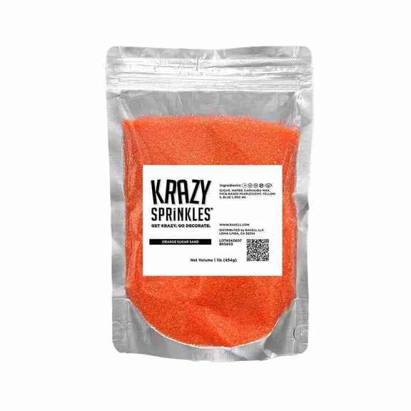 Orange Sugar Sand (1 pound) Candy Decor for Cakes, Ice Cream & Cookies by Krazy Sprinkles