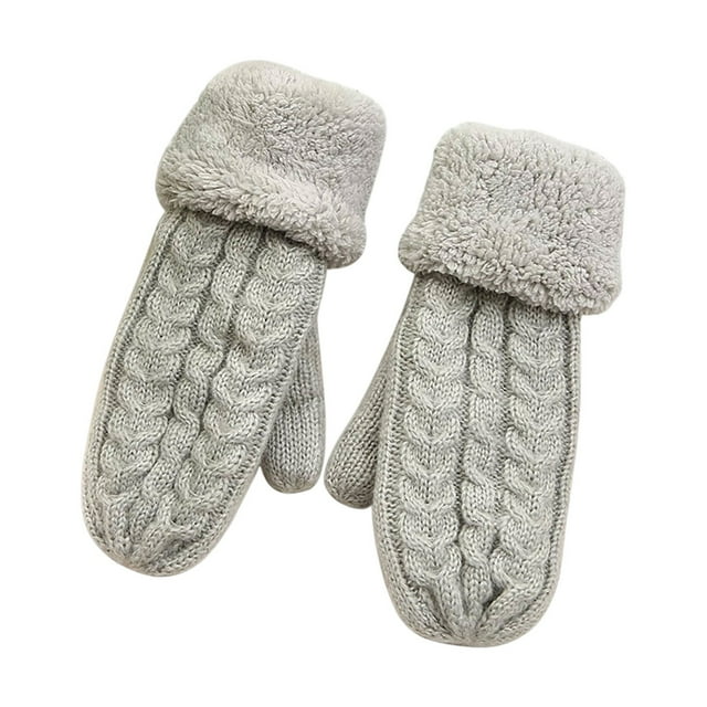 Winter Thermal Knitted Gloves for Cold Weather Windproof Lined Touchscreen Compatible Hand Warmers 2PCS