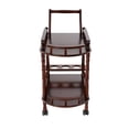 thumbnail image 6 of 2 Tiers Bar Cart, Solid Wood Storage Rack with Bottle Rack, Home Bar Service Cart with Wheels, 6 of 16