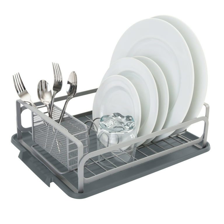 Kitchen Details Small Steel Industrial Collection Dish Rack, Gray 