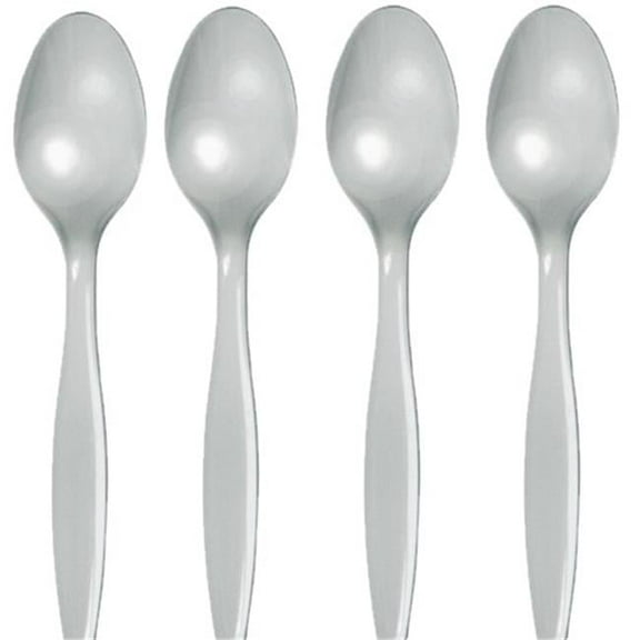 Hoffmaster Group 010587 Premium Plastic Spoons, Silver - 24 per Case - Case of 12