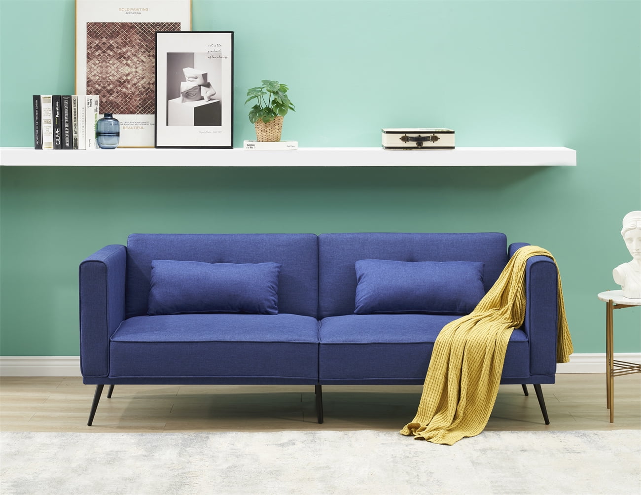 Variable Bed Sofa with Removable Handrail, Folding Sofa with Solid Wood