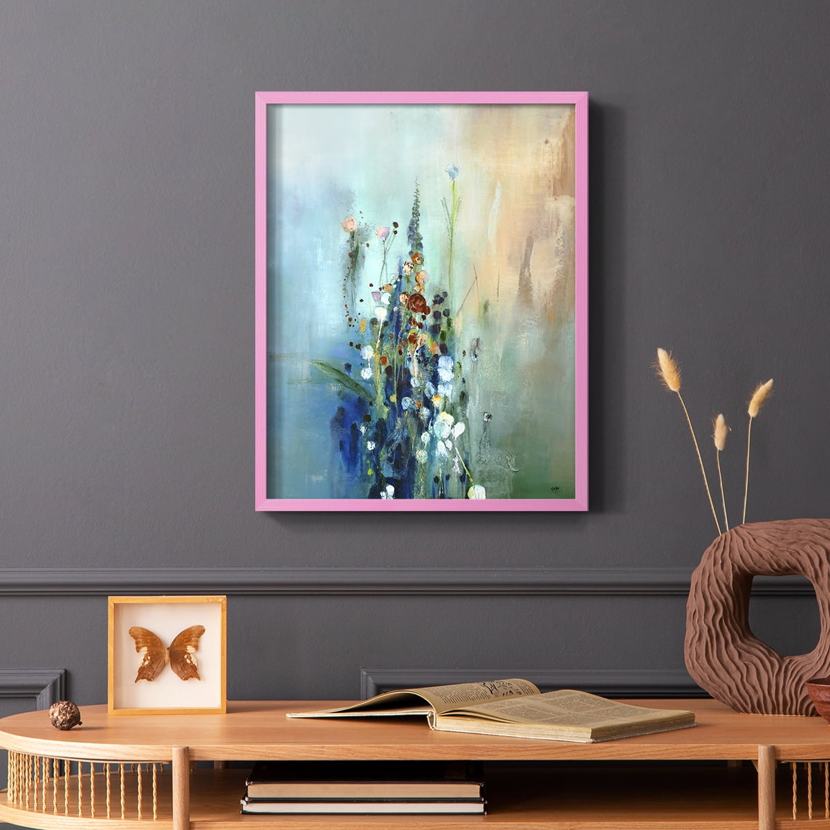 Current Air I Framed Print in Pink Solid Wood Framed Print No Nail Hanging