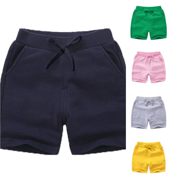 TinyBloomm Child Boys Girls Casual Solid Shorts Summer Holiday Beach Pants Sport Shorts, Size 5-6 Years