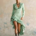 thumbnail image 4 of Women's Retro Western Country Style Ruffled No-Wash Denim Dress, 4 of 6