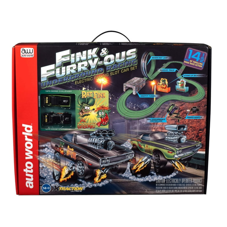 Auto World 14' Rat Fink Racing Car Track Toy, Fink & FURRY-OUS