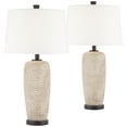 thumbnail image 3 of 360 Lighting Anna 27 1/4" Tall Modern Coastal Table Lamps Set of 2 Beige Pebbled White Shade Living Room Bedroom Bedside, 3 of 10