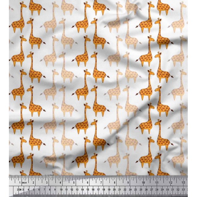 Soimoi Velvet Fabric Giraffe Kids Print Fabric by Yard 58 Inch Wide