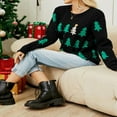 thumbnail image 3 of Tricot Jacquard Ample pour Femmes, Manches Longues, Col Rond, 3 of 6
