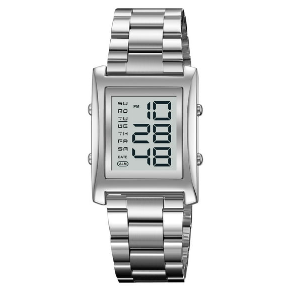 Mens Watches Digital Watch for Men Womens, Stainless Steel Rectangle Watches for Men, Men's Wristwatch Waterproof