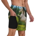 thumbnail image 2 of Rateoe Horse Rearing Up In The Field Pattern Men’s Swim Shorts with Compression Liner – Double-Layered Quick-Dry Swimwear, Comfortable & Stretchy Beach Shorts-Medium, 2 of 6