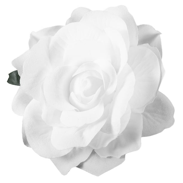 2 en 1 pinzas para el cabello horquilla de flor rosa grande artificial broche de flores para fiesta de mujeres (blanco)