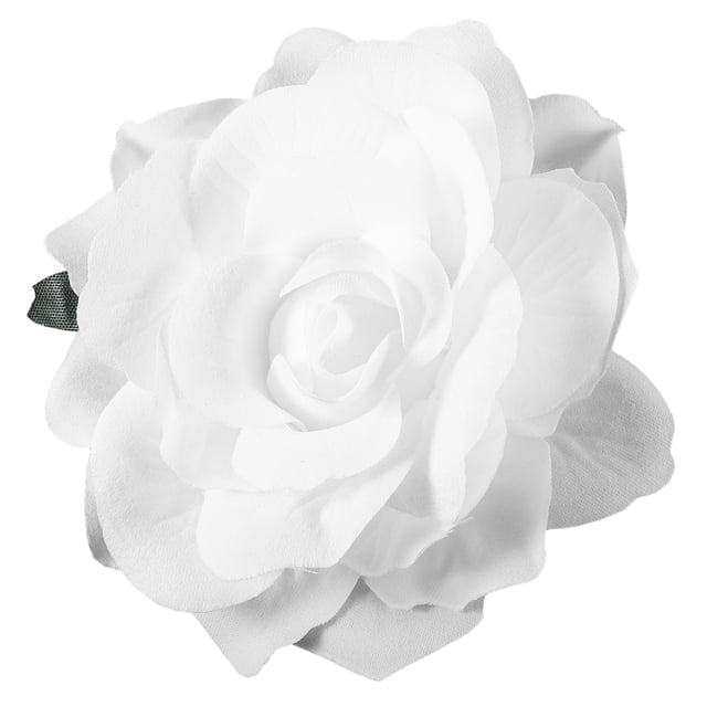 2 en 1 pinzas para el cabello horquilla de flor rosa grande artificial broche de flores para fiesta de mujeres (blanco)