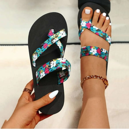

Women Floral Flip Flops Beach Flip Flops Fashion Slippers Thick Bottom Flip Flops Summer Casual Fashion Beach Slippers