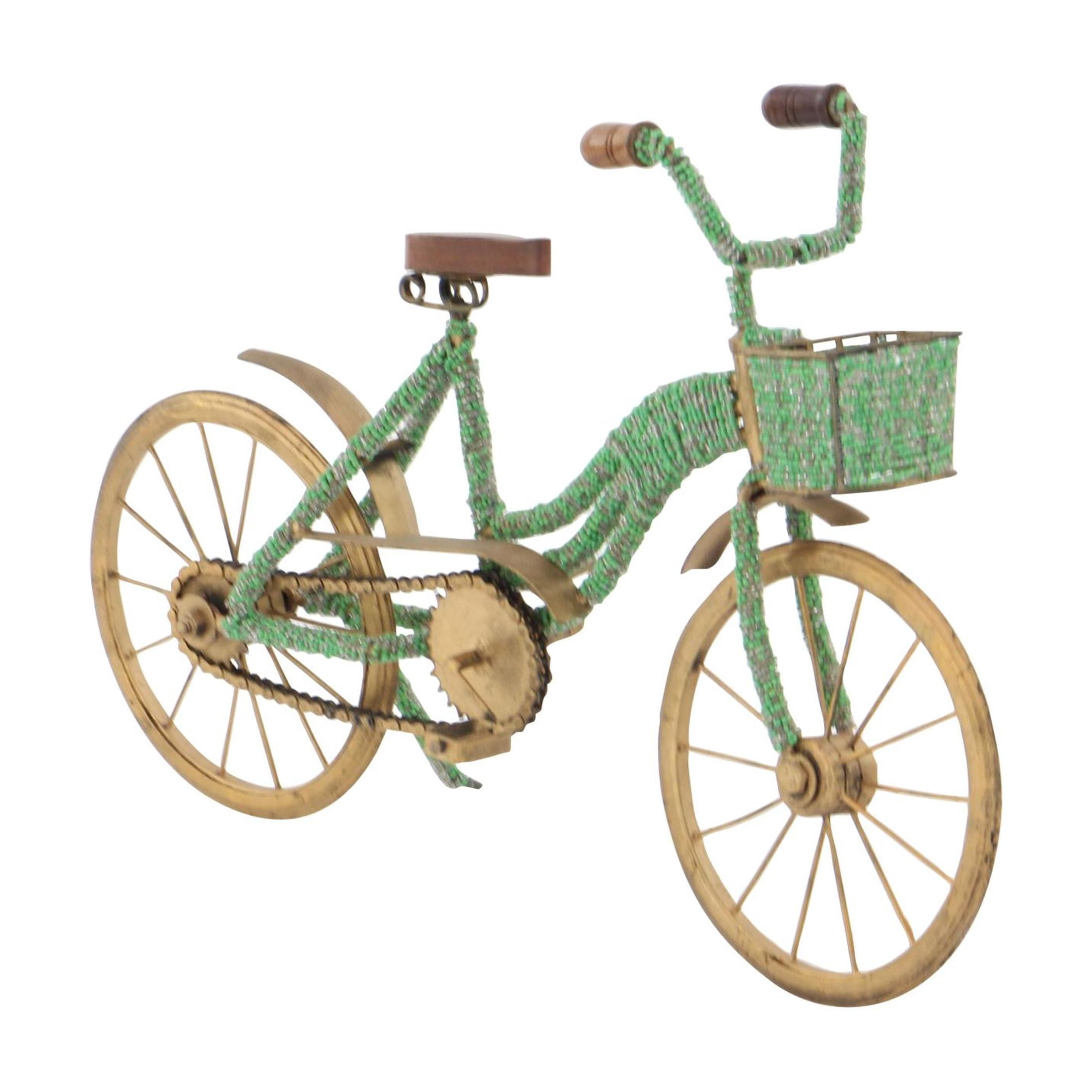 18" x 13" Green Metal Bike Sculpture, by DecMode