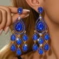 thumbnail image 4 of AEXTO Long Full Rhinestone Teardrop Crystal Dangle Chandelier Drop Earrings Fashion Jewelry, 4 of 9