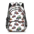 thumbnail image 2 of Tractor and Tractors White Pattern Backpack for School, Cute School Bag with Adjustable Shoulder Straps and Padded Back, 16.9"x12.6"x5.9", 2 of 5