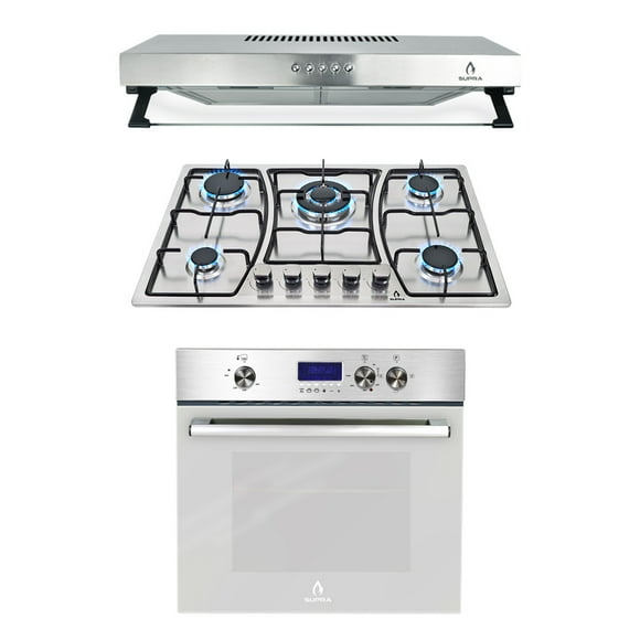 Tricombo Supra Parrilla con campana básica y horno empotrable en acero inoxidable SUPRA