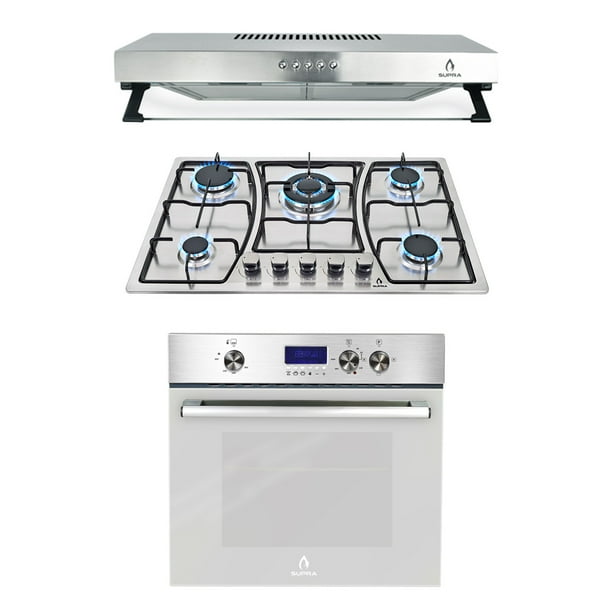 Tricombo Supra Parrilla con campana básica y horno empotrable en acero inoxidable SUPRA