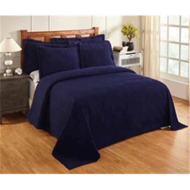 Better Trends BSASPQUNV Jullian Cotton Bedspread, Navy - Queen Size