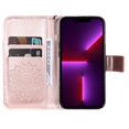 thumbnail image 7 of SaniMore for iPhone 14 Pro Case with Card Holder, Embossed Magnetic Wallet Soft TPU + PU Leather Cover with Practical Bracket + Detachable Hand Strap Shockproof Protective Shell, Rosegold, 7 of 7