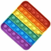 New Popit Fidget Toy Push Bubble Sensory Stress Relief Kids Family Gift Game Rainbow Color Square Shape