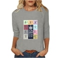 thumbnail image 2 of Jinhomg Novelty Breast Cancer Tees for Women Inspirational Letter Graphic T Shirts Dressy Casual 3/4 Sleeve Crew Neck Holiday Blouse Lightweight Comfy Tunic Tops Gray XL, 2 of 4