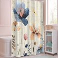 thumbnail image 5 of Shower Curtain Watercolor Flowers Leaf Shower Curtains for Bathroom Decor, Waterproof Polyester Shower Curtain Set with Hooks, Small Stall Size 36" x 72" Blue Pink Floral Beige, 5 of 9