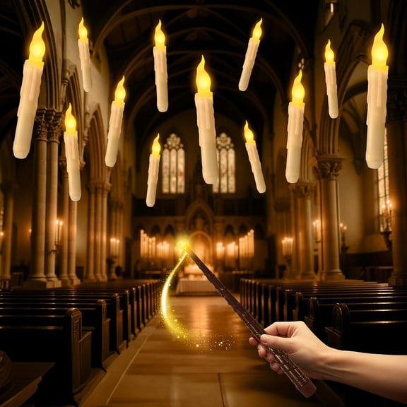 KatchOn, Halloween Floating Candles with Wand Remote - 12 Pcs, Magic Flickering Warm Light Flameless Floating LED Candle | Halloween Decorations for Home Indoor, Classroom Party