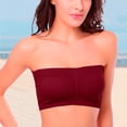thumbnail image 2 of Women Strapless Bra Size Plus Removable Padded Top Stretchy Bra Strapless Double Bandeau Soft Bralette Underwear Wire Bra Red M, 2 of 4