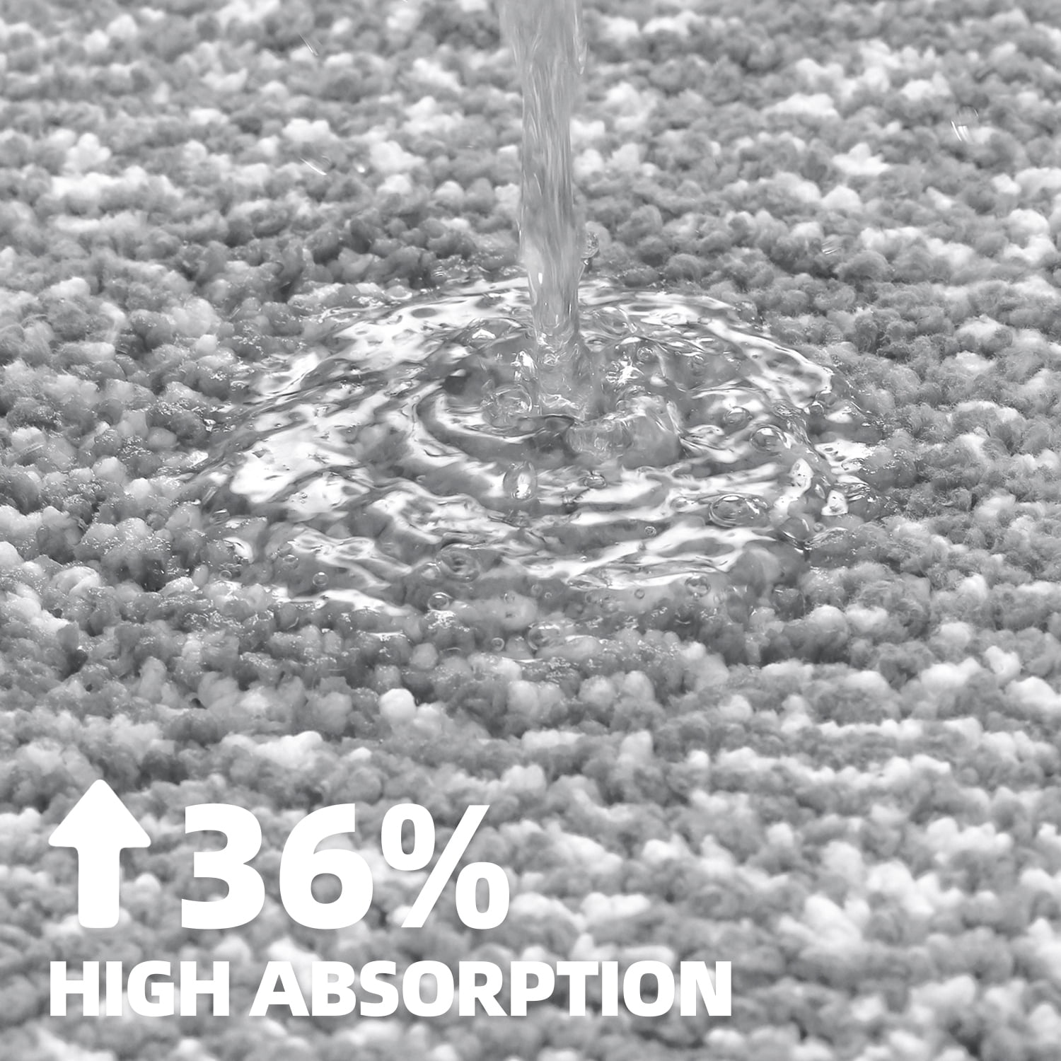PABUBE Bathroom Rug, Soft Absorbent Bathroom Mat and Bath Mat, Premium Microfiber Shag Bath Rug Machine Washable (16"x24",Grey and White)