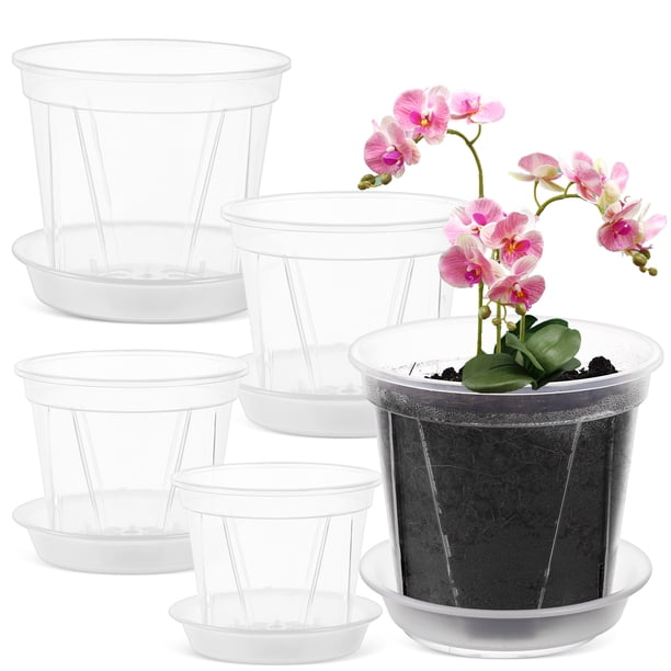 BESTYASH 5Ud Macetas Transparentes Para Plantas Con Orificios De Drenaje Y Para Cultivo En Interiores