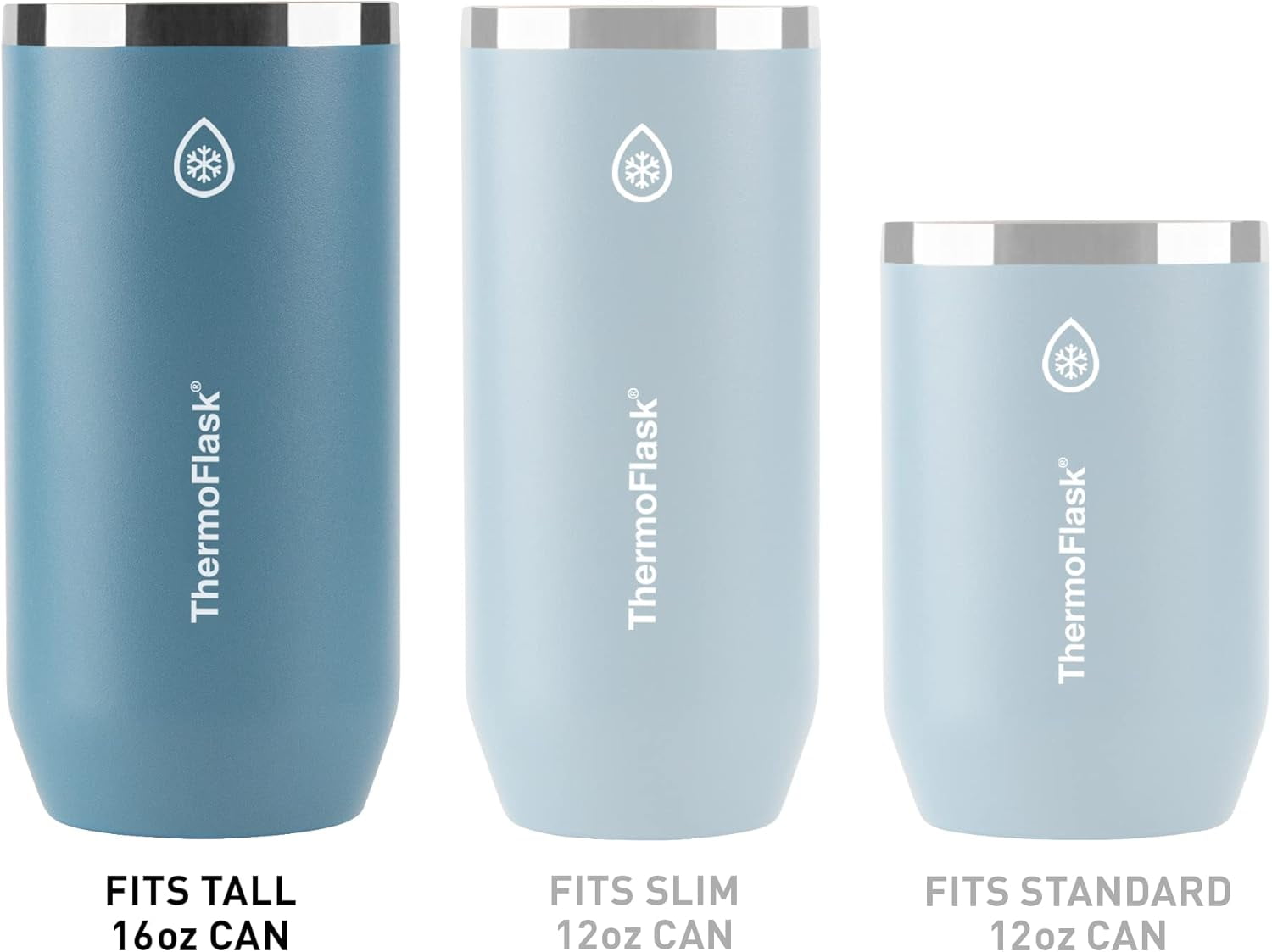 ThermoFlask 2-in-1 Vacuum Insulated Can Cooler Cup, 16 oz, Fits Tall Size Cans, Sweatproof, Non-Slip Base, Ultimate Gray