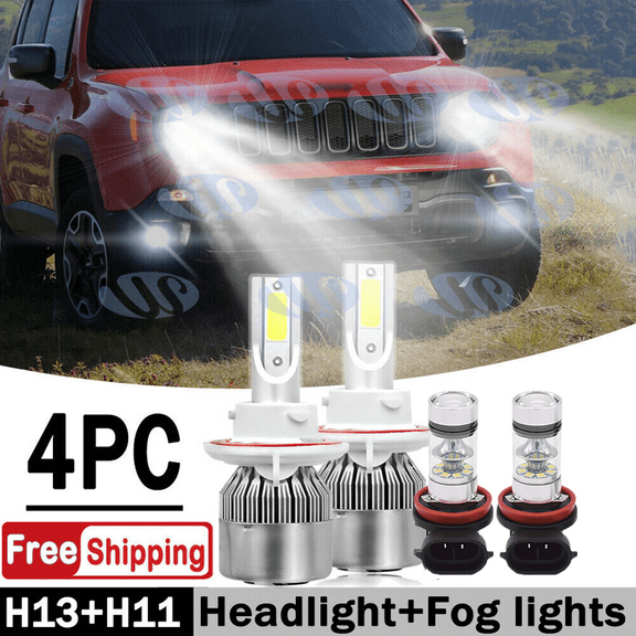 4pcs For Jeep Renegade 2015-2018 Combo H13 H11/H8 LED Headlight Fog Light Bulbs