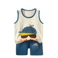 thumbnail image 3 of Ahuyic Kids Summer Casual Outfits,Boys Girls Sleeveless Two-Piece Set,Summer New Style Fashion Toddlers' Casual Sleeveless Round Neck Collared Botton Printed Short Pants Sets, 3 of 4