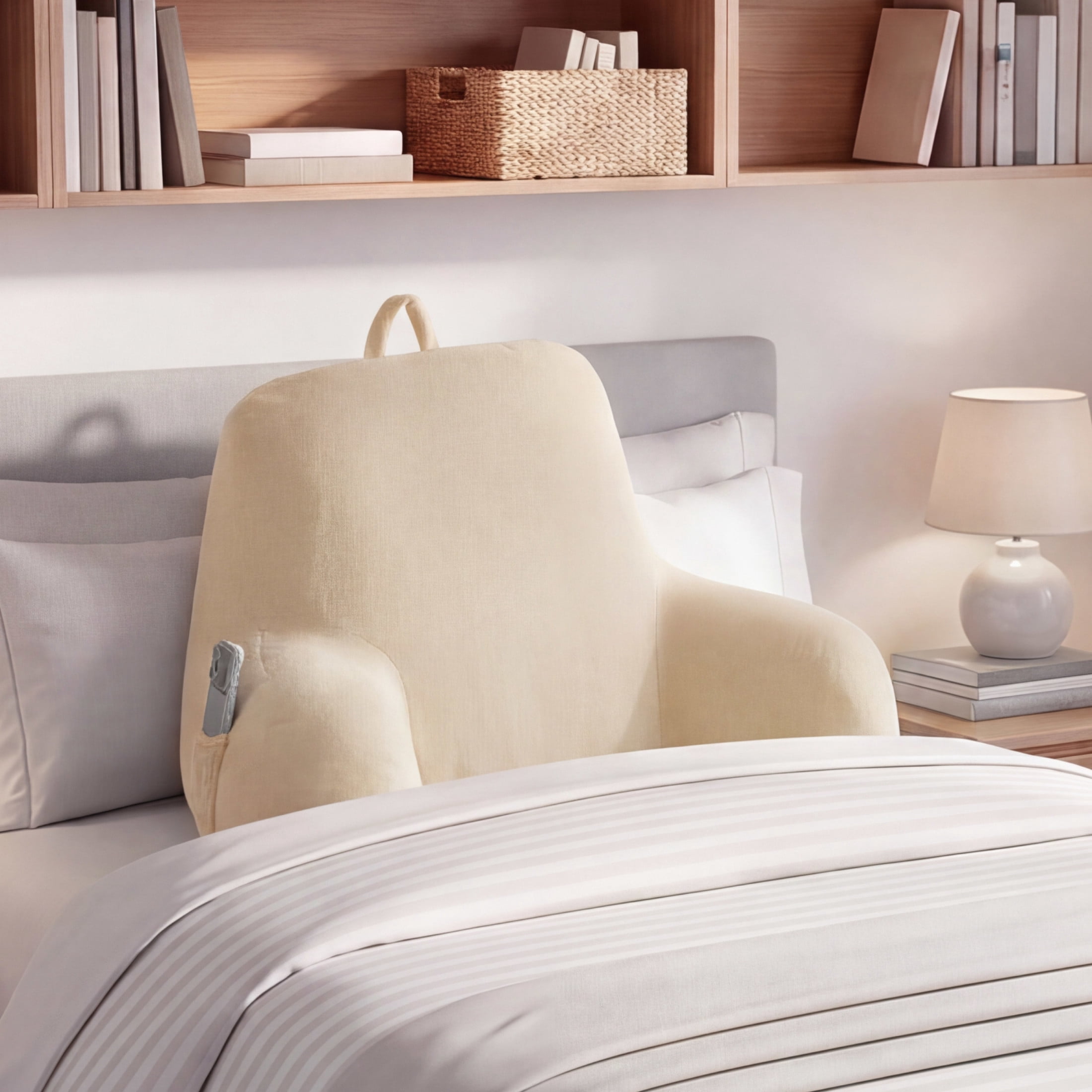 The Sheet Lab Plush Backrest Pillow, Beige, 30" x 17" x 17"
